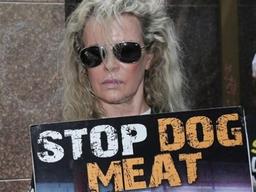 킴 베이싱어 "한국인, 개고기 먹지 말라" 항의 집회