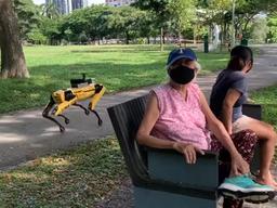 순찰 로봇개가 말해요 “거리두기 지키세요”