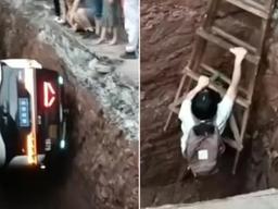 중국 무인<strong>자율주행</strong> 로보택시, 승객 태운 채 구덩이로 추락한 아찔한 순간