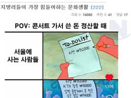 의외로 지방러들이 가장 힘들어하는 문화<strong>생활</strong>.. ㄷㄷ